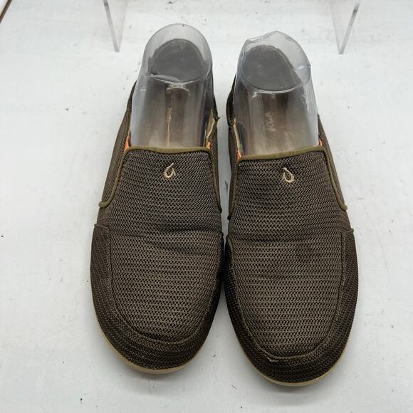 Olukai Shoes Womens 9 Waialua Mesh Brown Drop Heel Slip On Loafers - Picture 3 of 9